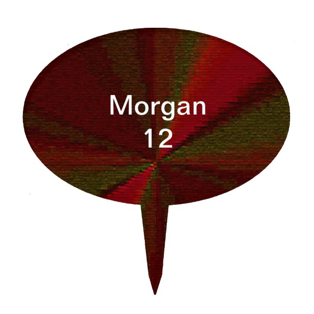 Circular Gradient Patchwork Red to Green Cake Topper (Front)