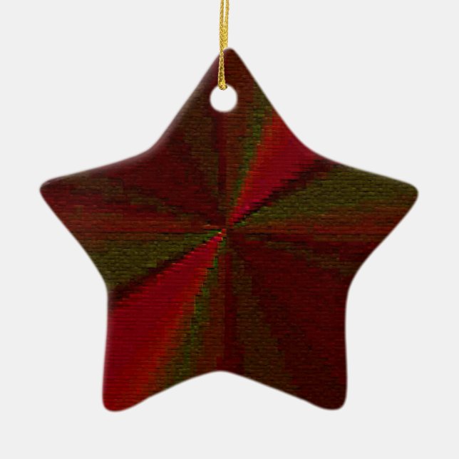 Circular Gradient Patchwork Red to Green Ceramic Ornament (Front)