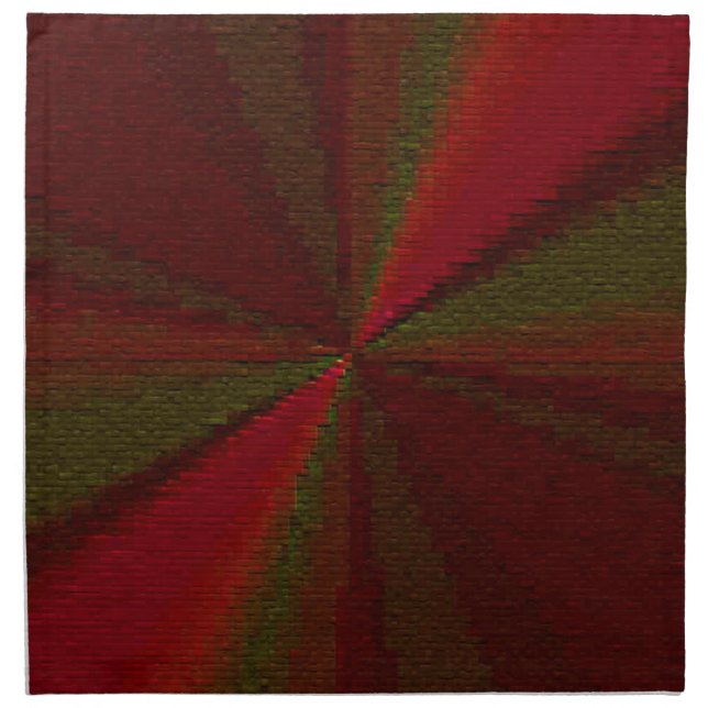 Circular Gradient Patchwork Red to Green Cloth Napkin (Front)