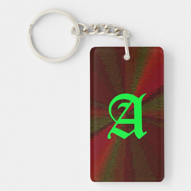 Circular Gradient Patchwork Red to Green Keychain (Front)