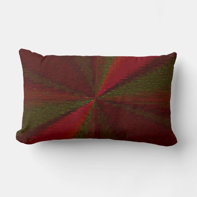Circular Gradient Patchwork Red to Green Lumbar Pillow (Front)