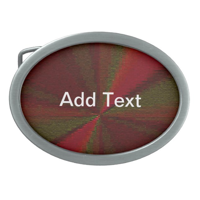 Circular Gradient Patchwork Red to Green Oval Belt Buckle (Front)