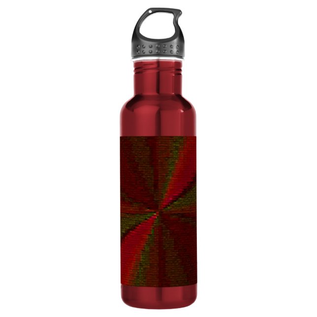 Circular Gradient Patchwork Red to Green Water Bottle (Front)