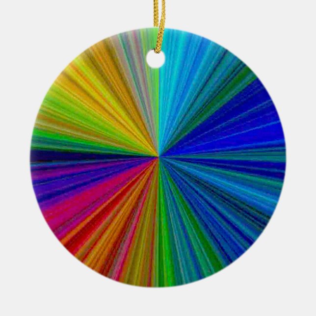 Circular Gradient Rainbow Ceramic Ornament (Front)