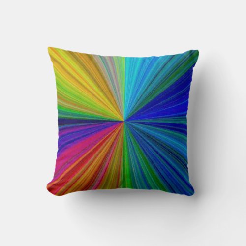 Circular Gradient Rainbow Throw Pillow