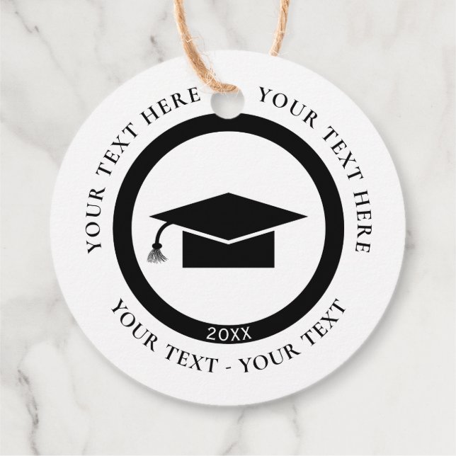 Circular Graduation Cap Favor Tags (Back)