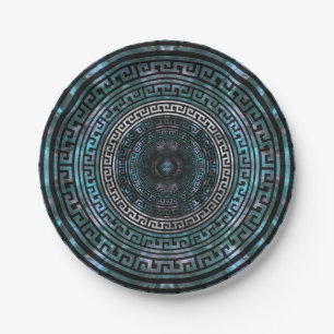 Circular Greek Meander Pattern - Greek Key Paper Plates