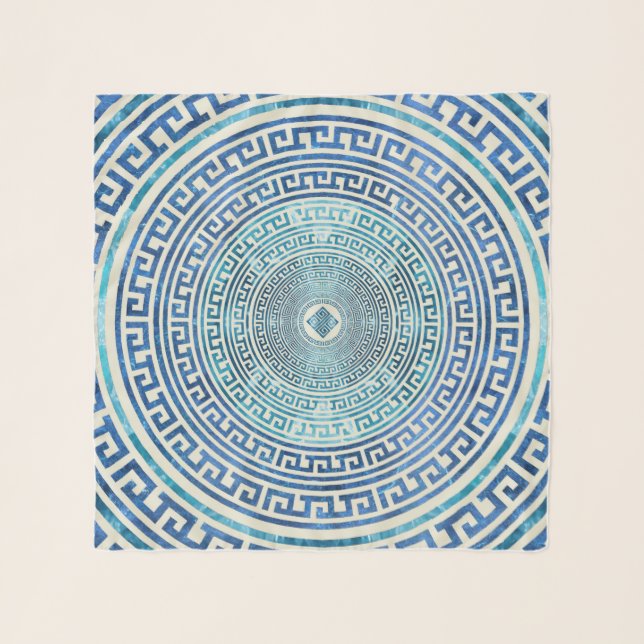 Circular Greek Meander Pattern - Greek Key Scarf (Front)