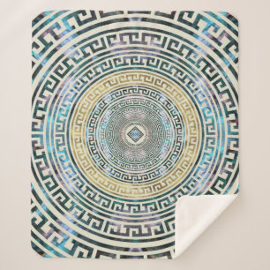 Circular Greek Meander Pattern - Greek Key Sherpa Blanket