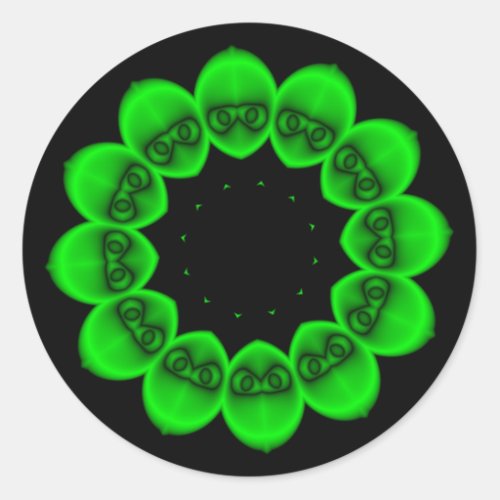 Circular Green Alien Abstract Classic Round Sticker