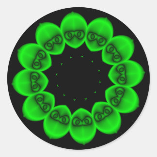 Circular Green Alien Abstract Classic Round Sticker