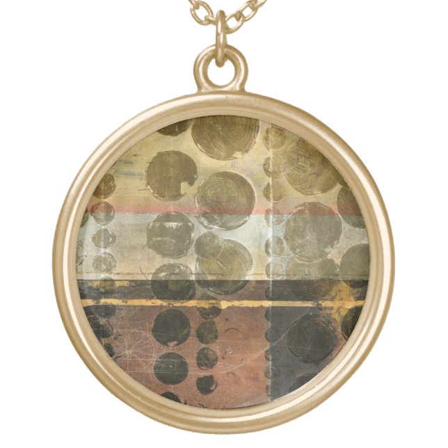 Circular Green Droplets Gold Plated Necklace (Front)