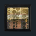Circular Green Droplets Jewelry Box<br><div class="desc">This contemporary piece features circular green droplets. A thin gold line crosses through the work. Order your print today!</div>
