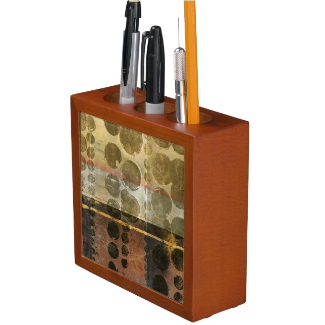 Circular Green Droplets Pencil/Pen Holder (In Situ)