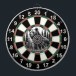 Circular Grizzly Bear Bullseye Art Dart Board<br><div class="desc">Unique artwork of a grizzly bear in a forest setting,  surrounded by a target.</div>
