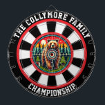 Circular Grizzly in Forest Target Dart Board<br><div class="desc">A visually stunning grizzly bear in a forest,  surrounded by a prominent target.</div>