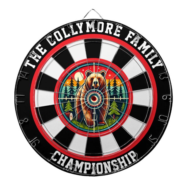 Circular Grizzly in Forest Target Dart Board (Front)