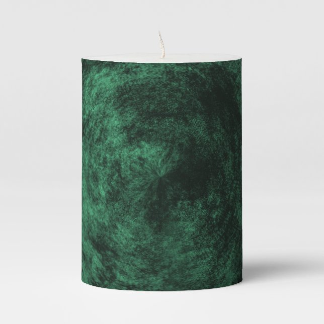 Circular Grunge - Green Pillar Candle (Front)