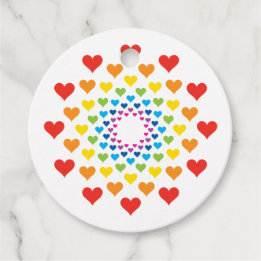 Circular hearts in rainbow color favor tags