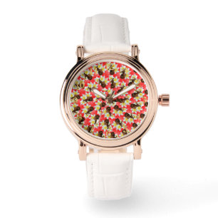 Circular Horses And Frangipani Design, Watch