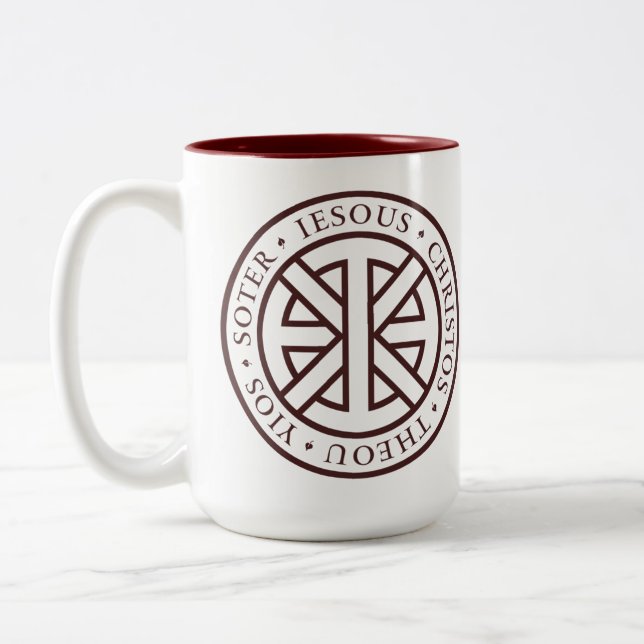 Circular Ichthys (Crimson) Two-Tone Coffee Mug (Left)