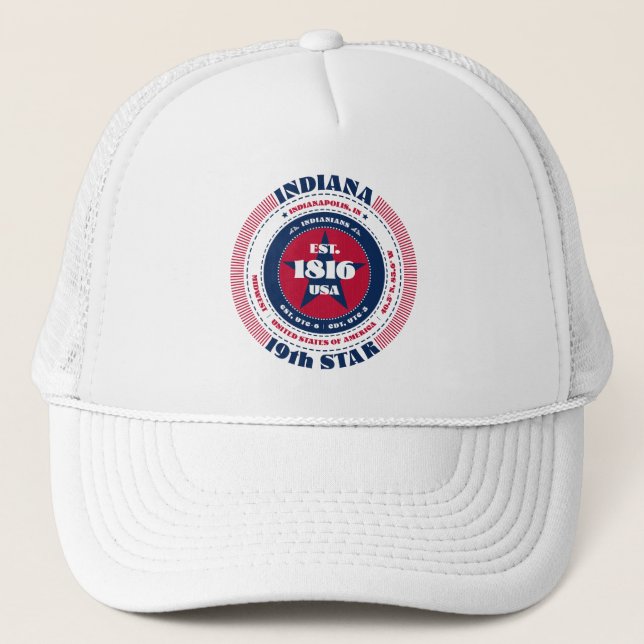 Circular Indiana State Patriotic Trucker Hat (Front)