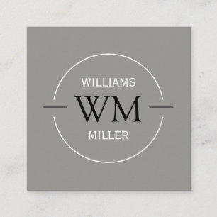 Circular Initial Modern Square Gray -Business Card