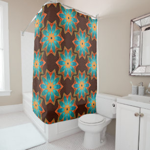 Circular kaleidoscope in a mix of woody and satin shower curtain