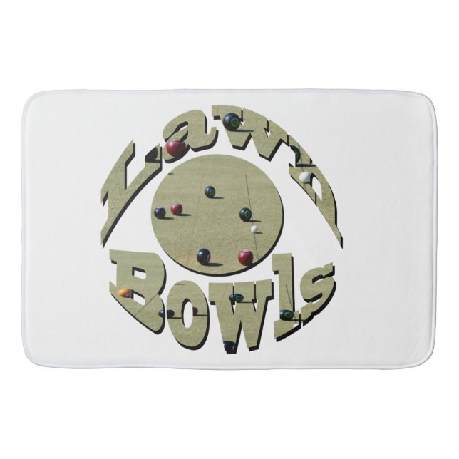 Circular Lawn Bowls Name Design, Bath Mat (Front)