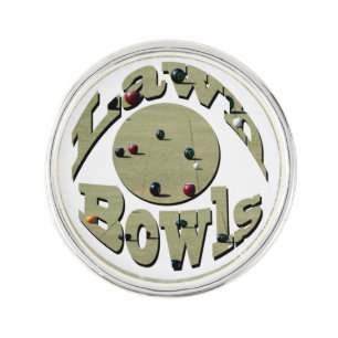 Circular Lawn Bowls Name Design, Lapel Pin