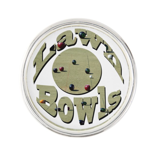 Circular Lawn Bowls Name Design, Lapel Pin (Front)