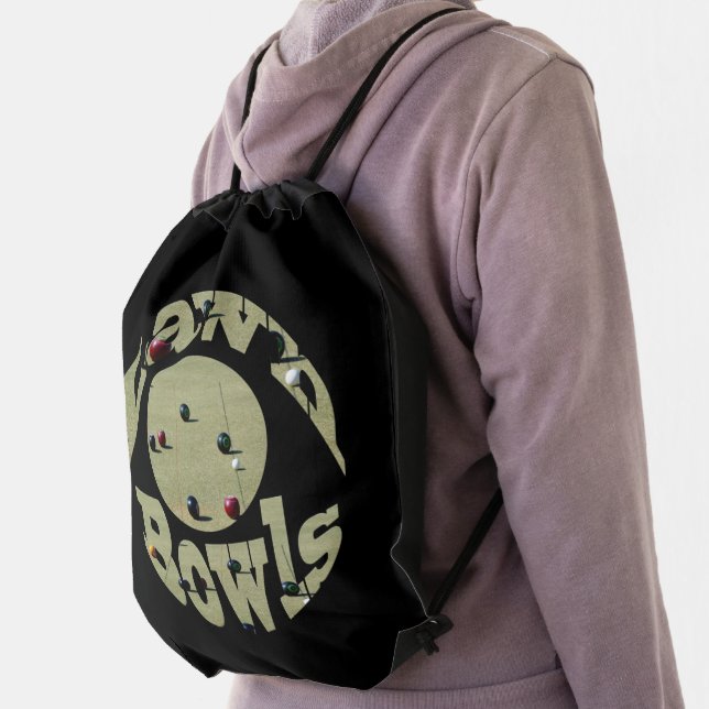 Circular Lawn Bowls Picture Logo,   Drawstring Bag (Insitu)
