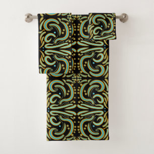 Circular, Linear And Tapered Shapes Abstract Art Bath Towel Set