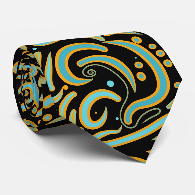 Circular, Linear And Tapered Shapes Abstract Art Neck Tie (Rolled)