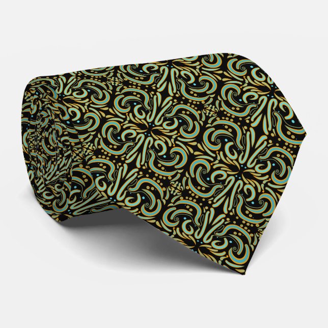 Circular, Linear And Tapered Shapes Abstract Art  Neck Tie (Rolled)
