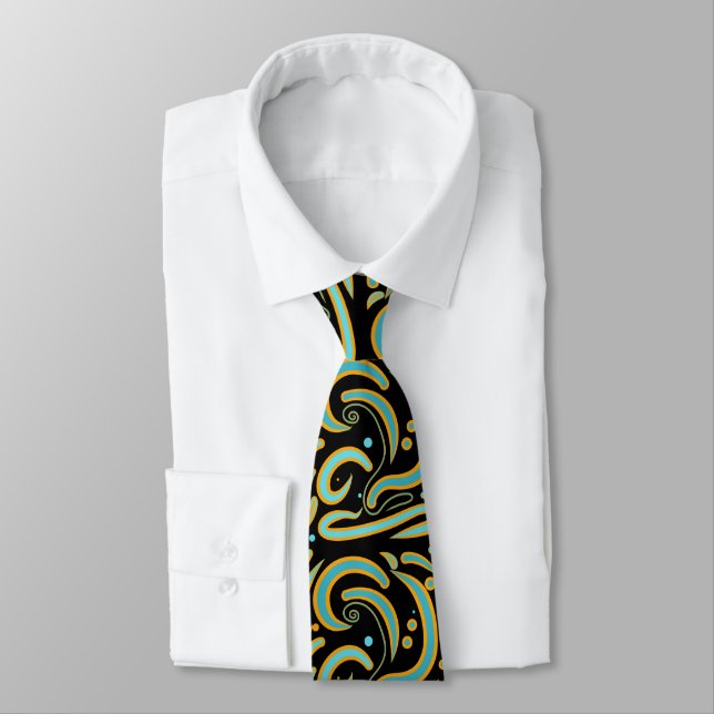 Circular, Linear And Tapered Shapes Abstract Art Neck Tie (Tied)