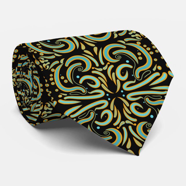 Circular, Linear And Tapered Shapes Abstract Art  Neck Tie (Rolled)
