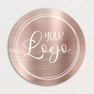 Circular Metallic Rose Gold Logo Name Tag