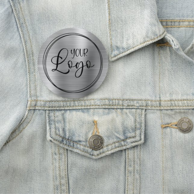 Circular Metallic Silver and Black Logo Name Tag (In Situ)