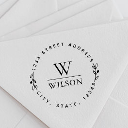 Circular Monogram Family Name Return Address Self-inking Stamp