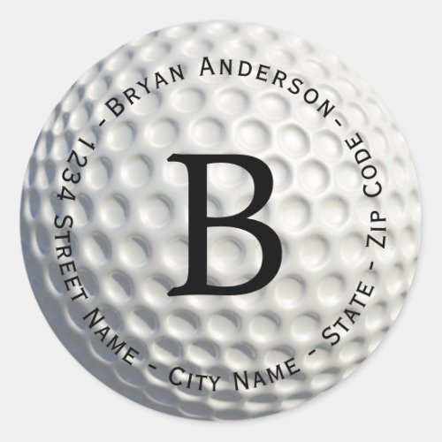 Circular Monogram Golf Ball Return Address Label