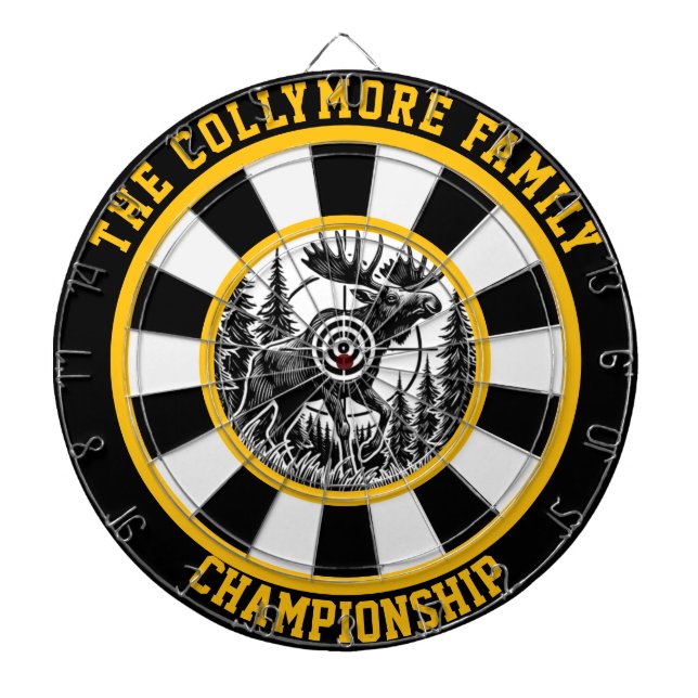 Circular Moose Bullseye Design Dart Board (Front)