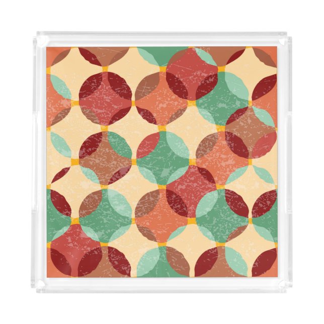 Circular mosaic pattern, geometric illustration. acrylic tray (Front)
