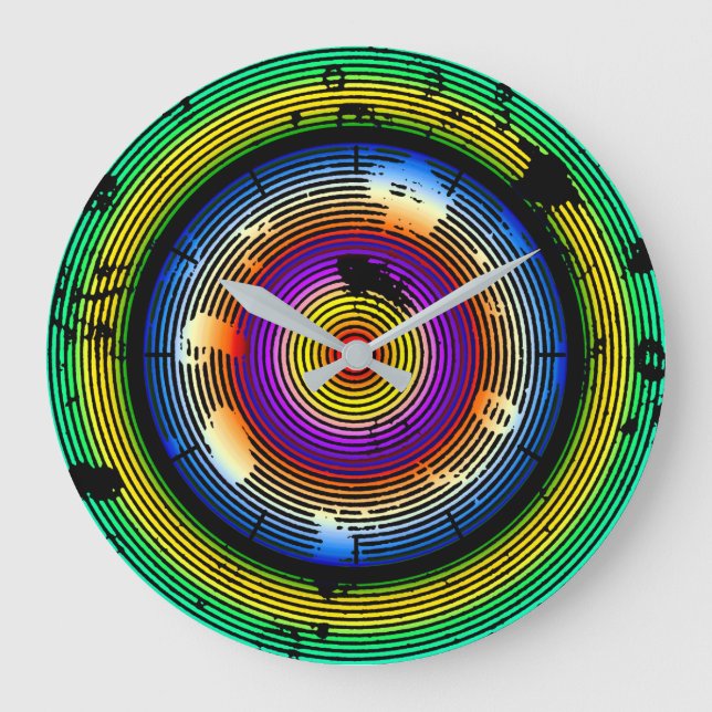Circular Multicolored Abstract Pattern Large Clock (Front)
