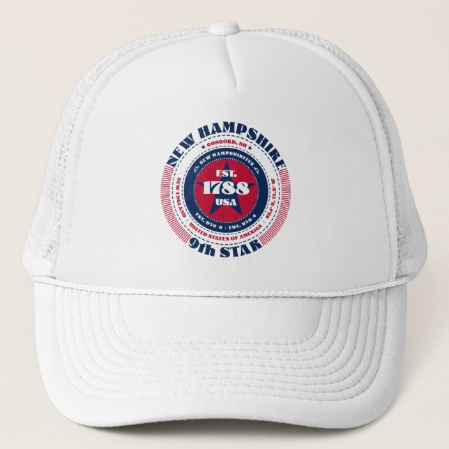 Circular New Hampshire State Patriotic Trucker Hat (Front)