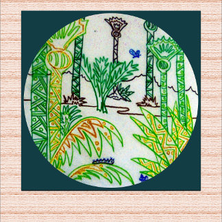 CIrcular Nikau Palm Tree Forest Metal Print