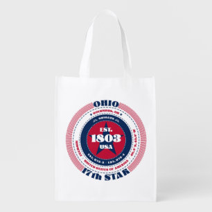 Circular Ohio Design Patriotic Colors Grocery Bag