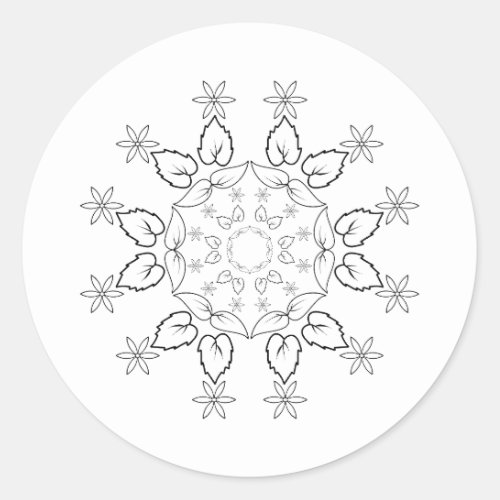 Circular pattern in form of mandala with flower  classic round sticker