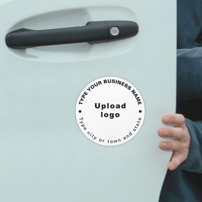 Circular Pattern of Business Brand Texts on White Car Magnet (Circular Pattern of Business Brand Texts on White Car Magnet.)