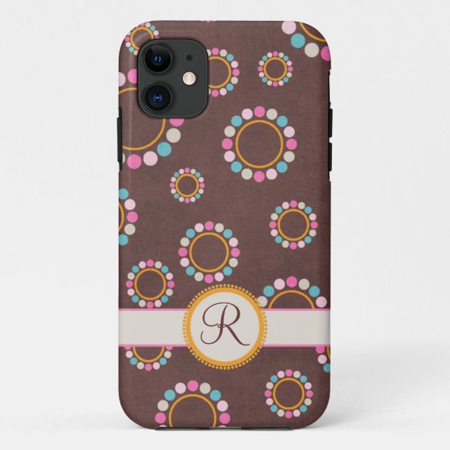 Circular pattern with polka dots Monogram Case-Mate iPhone Case (Back)